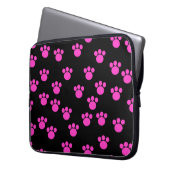 Helles rosa und schwarzes Tatzen-Druck-Muster Laptopschutzhülle (Vorderseite Links)