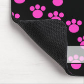 Helles rosa und schwarzes Tatzen-Druck-Muster Mousepad (Ecke)