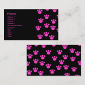 Helles rosa und schwarzes Tatzen-Druck-Muster Visitenkarte (Vorne/Hinten)