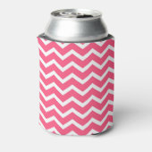 Helles Rosa und Weiß Chevron-Muster Monogramm Dosenkühler (Kanne Rückseite)