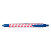 Helles Rosa und Weiß Chevron-Muster Monogramm Kugelschreiber (Rückseite)