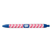 Helles Rosa und Weiß Chevron-Muster Monogramm Kugelschreiber (Vorderseite)