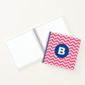 Helles Rosa und Weiß Chevron-Muster Monogramm Notizblock (Innenseite)