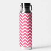 Helles Rosa und Weiß Chevron-Muster Monogramm Trinkflasche (Rückseite)