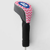 Helles Rosa und Weißes Chevron-Muster-Monogramm Golf Headcover (angewinkelt)