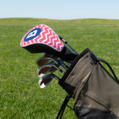 Helles Rosa und Weißes Chevron-Muster-Monogramm Golf Headcover (In SItu)