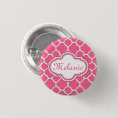 Helles Rosa Vierblatt-Gittermuster Button (Vorne & Hinten)