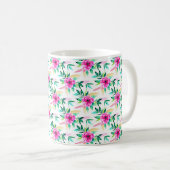 Helles rosa Wasserfarbe Blumenmuster-Monogramm Kaffeetasse (VorderseiteRechts)