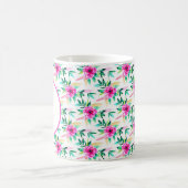 Helles rosa Wasserfarbe Blumenmuster-Monogramm Kaffeetasse (Mittel)