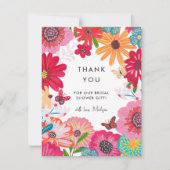 Helles Rosa Wildblume Brautparty Dankeskarte (Vorderseite)