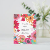 Helles Rosa Wildblume Brautparty Dankeskarte (Stehend Vorderseite)