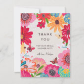 Helles Rosa Wildblume Brautparty Dankeskarte (Vorderseite)