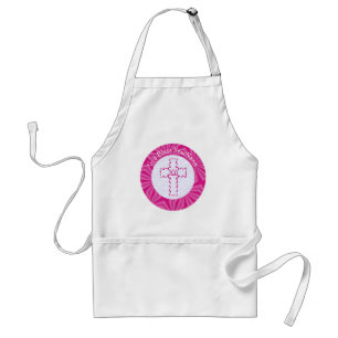 Helles Rosa Zick-Zack-Kreuz auf Weiß und Hot Pink Schürze