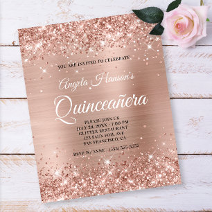 Helles Roségold-Glitter-Quinceañera-Papierflyer Flyer