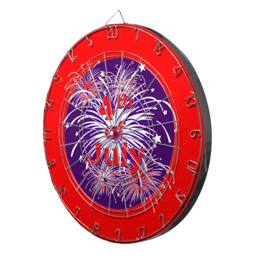 Helles Rot 4. der Juli-Feuerwerks-Feier Dartscheibe (Vorderseite rechts)