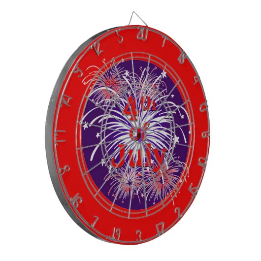 Helles Rot 4. der Juli-Feuerwerks-Feier Dartscheibe (Vorderseite Links)
