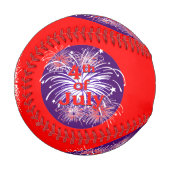 Helles Rot 4. Juli Feuerwerk Feier Baseball (Vorderseite Links)