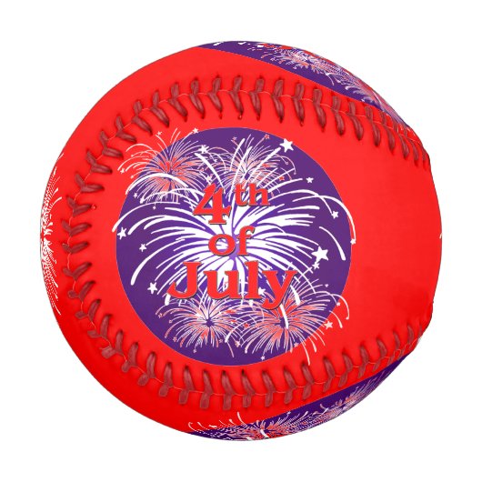 Helles Rot 4. Juli Feuerwerk Feier Baseball (Vorderseite Links)