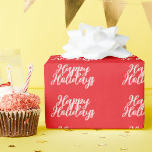 Helles Rot Einfach Elegant Frohe Feiertage Handsch Geschenkpapier