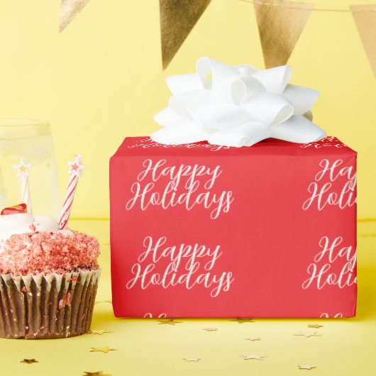 Helles Rot Einfach Elegant Frohe Feiertage Handsch Geschenkpapier (Geburtstagsparty)