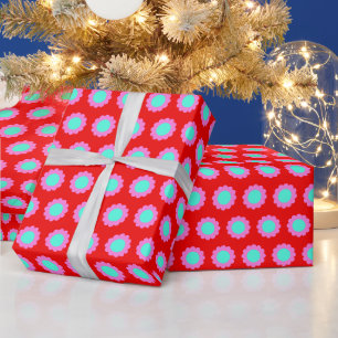 Helles Rot Fett Retro Vintage Süßes Blumenmuster Geschenkpapier