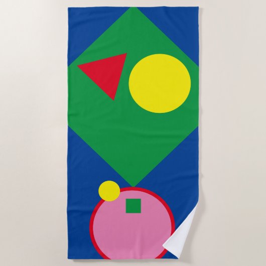 Helles Rot, Gelb, rosa Geometrie Mod Strandtuch (Vorderseite)