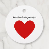 Helles Rot-I-Liebe-Herz, handgefertigt mit eigenem Geschenkanhänger (Vorderseite)