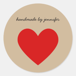 Helles Rot-I-Liebe-Herz, handgefertigt mit eigenem Runder Aufkleber