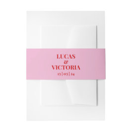 Helles Rot in der sanften rosa Hochzeit Einladungsbanderole