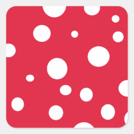 Helles Rot mit White Polka Dots Sommerspass Quadratischer Aufkleber