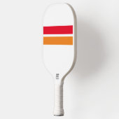 Helles Rot Orange Racing Stripes Weißer Hintergrun Pickleball Schläger (Links)