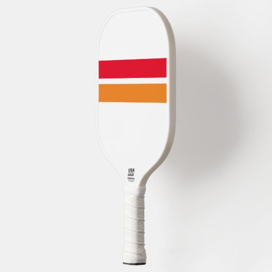 Helles Rot Orange Racing Stripes Weißer Hintergrun Pickleball Schläger (Links)