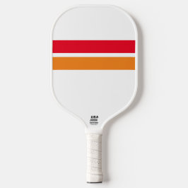 Helles Rot Orange Racing Stripes Weißer Hintergrun Pickleball Schläger