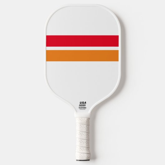 Helles Rot Orange Racing Stripes Weißer Hintergrun Pickleball Schläger (Vorderseite)
