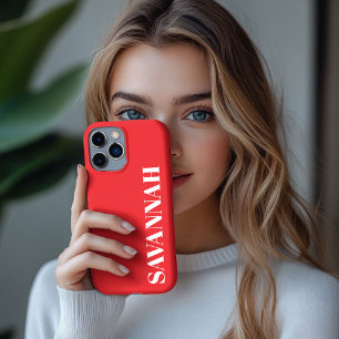 Helles Rot personalisierter Name einfach iPhone 13 Pro Max Hülle