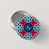 Helles Rot und Blau Moderne Geometrische Personali Button (Vorne & Hinten)