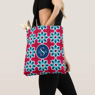 Helles Rot und Blau Moderne Geometrische Personali Tasche