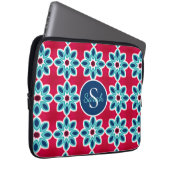 Helles Rot und Blau Modernes geometrisches Monogra Laptopschutzhülle (Vorne Rechts)