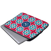 Helles Rot und Blau Modernes geometrisches Monogra Laptopschutzhülle (Vorne Knopf)