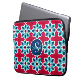 Helles Rot und Blau Modernes geometrisches Monogra Laptopschutzhülle (Vorderseite Links)