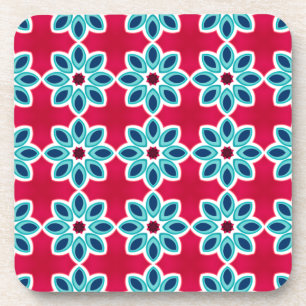 Helles Rot und Blau Modernes geometrisches Muster Getränkeuntersetzer