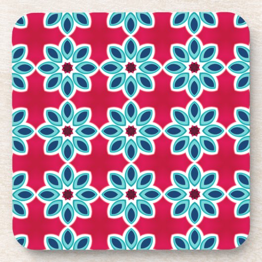 Helles Rot und Blau Modernes geometrisches Muster Getränkeuntersetzer (Vorderseite)