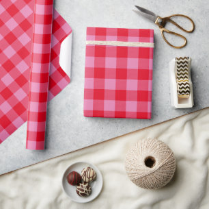 Helles Rot und Rosa Buffalo-Karo Geschenkpapier