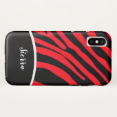Helles Rot und Schwarz Zebra Strip Handy Case (Rückseite (Horizontal))