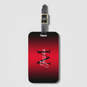 Helles Rot und Schwarzes Ombre Elegantes Monogramm Gepäckanhänger (Vorderseite Vertikal)