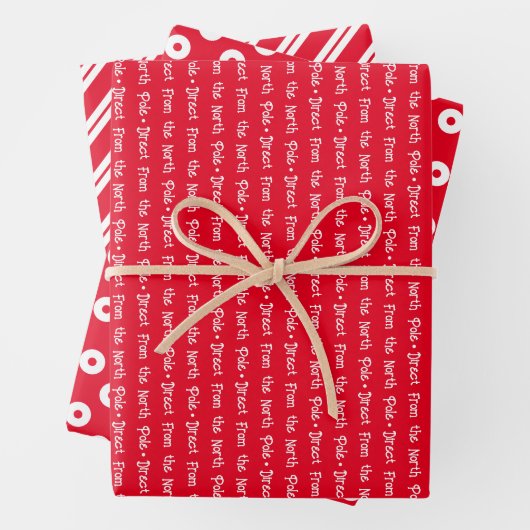 Helles Rot und Weiß koordinierte Weihnachten Geschenkpapier Set (Beispiel)