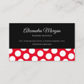 Helles Rot und Weiß Polka Dot Black Accent Visitenkarte (Rückseite)