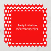 Helles Rot und Weiß Polka Dots Blank Einladung (Vorne/Hinten)
