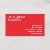 Helles Rot und Weiß Retro Bold Visitenkarte (Rückseite)