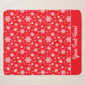 Helles Rot- und Winterweißes Schneeflockenmuster Sherpadecke (Vorderseite (Horizontal))